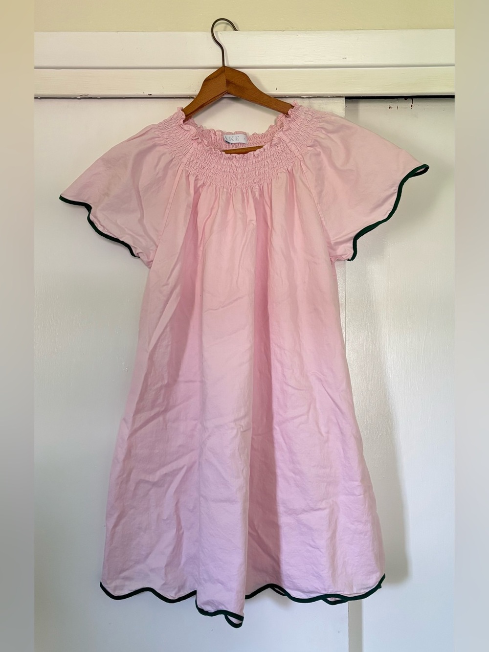 Lake Nightgown Pink with Green Trim Size S